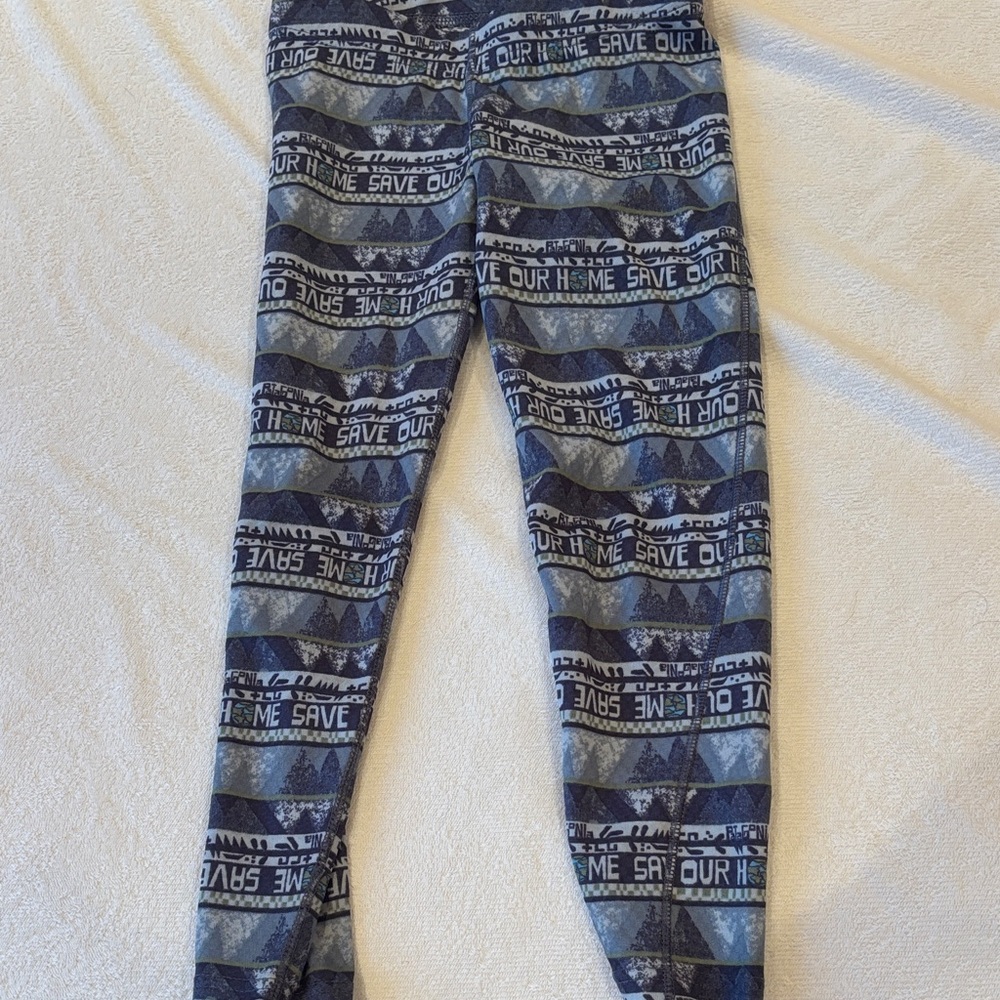 Patagonia Kids Leggings with Blue and Gray Pattern